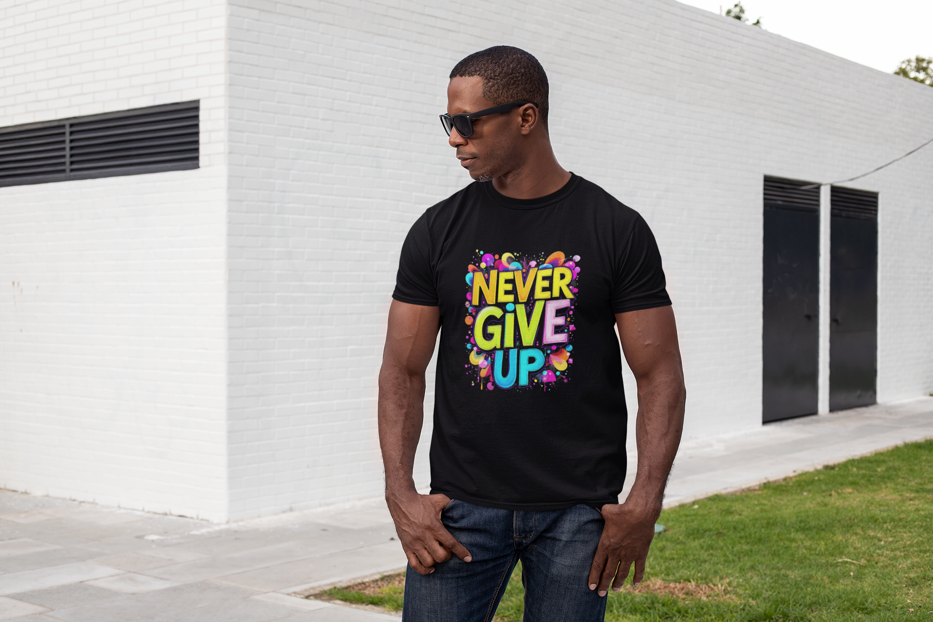 NEVER GIVE UP Short-Sleeve Unisex T-Shirt