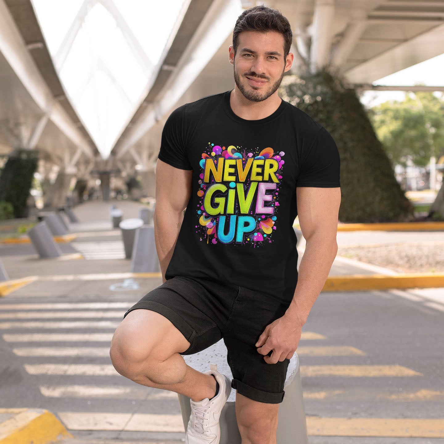 NEVER GIVE UP Short-Sleeve Unisex T-Shirt