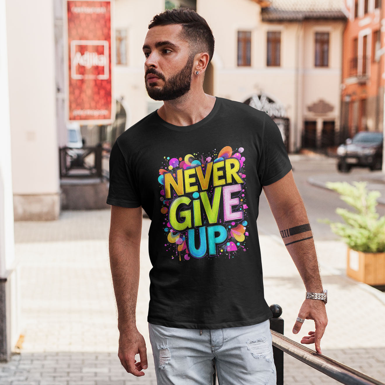 NEVER GIVE UP Short-Sleeve Unisex T-Shirt