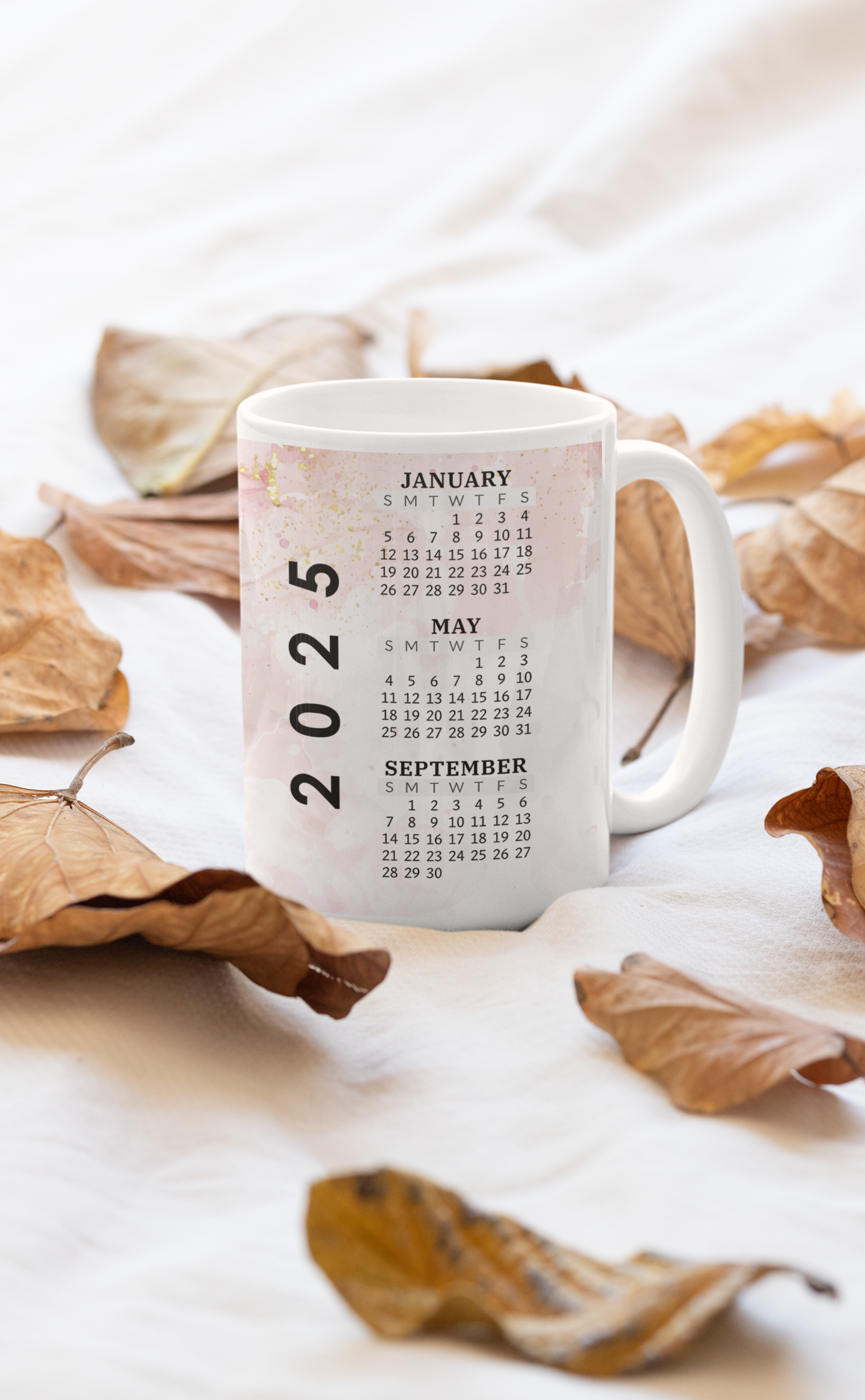 Tasse mit Kalender 2025