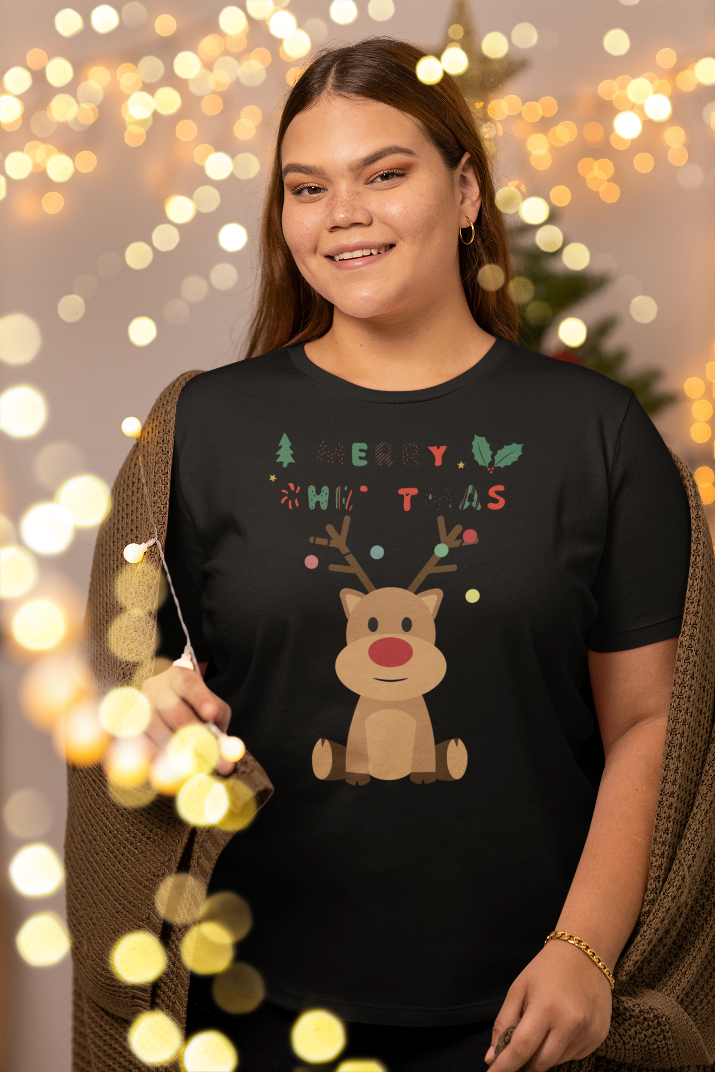 Reindeer Rudolf, Santa Claus T-Shirt, Christmas Shirt, Christmas Gift, Personalized T-Shirt, Short Sleeve Unisex T-Shirt