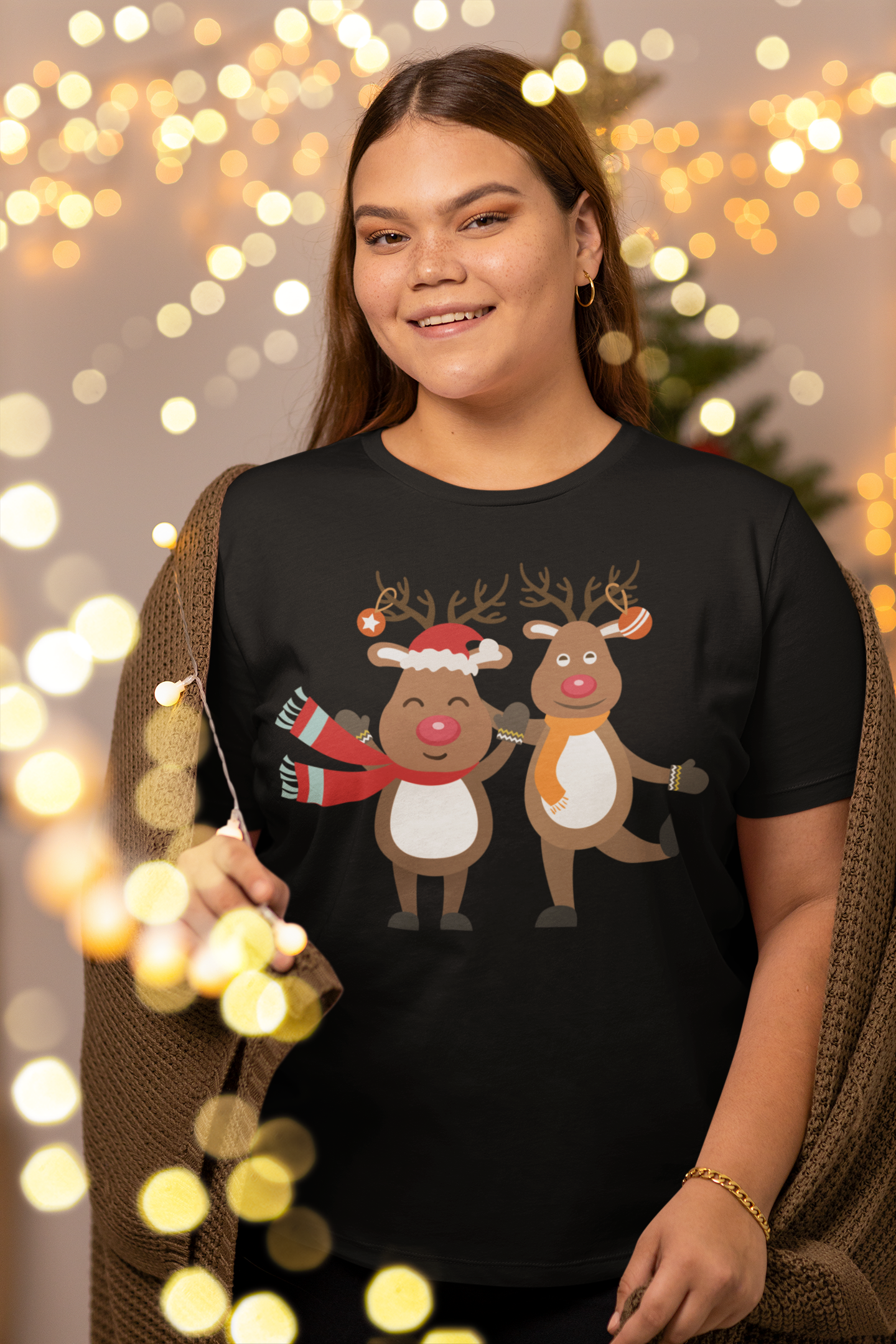 Merry Christmas, Reindeer T-Shirt, Short Sleeve Unisex T-Shirt