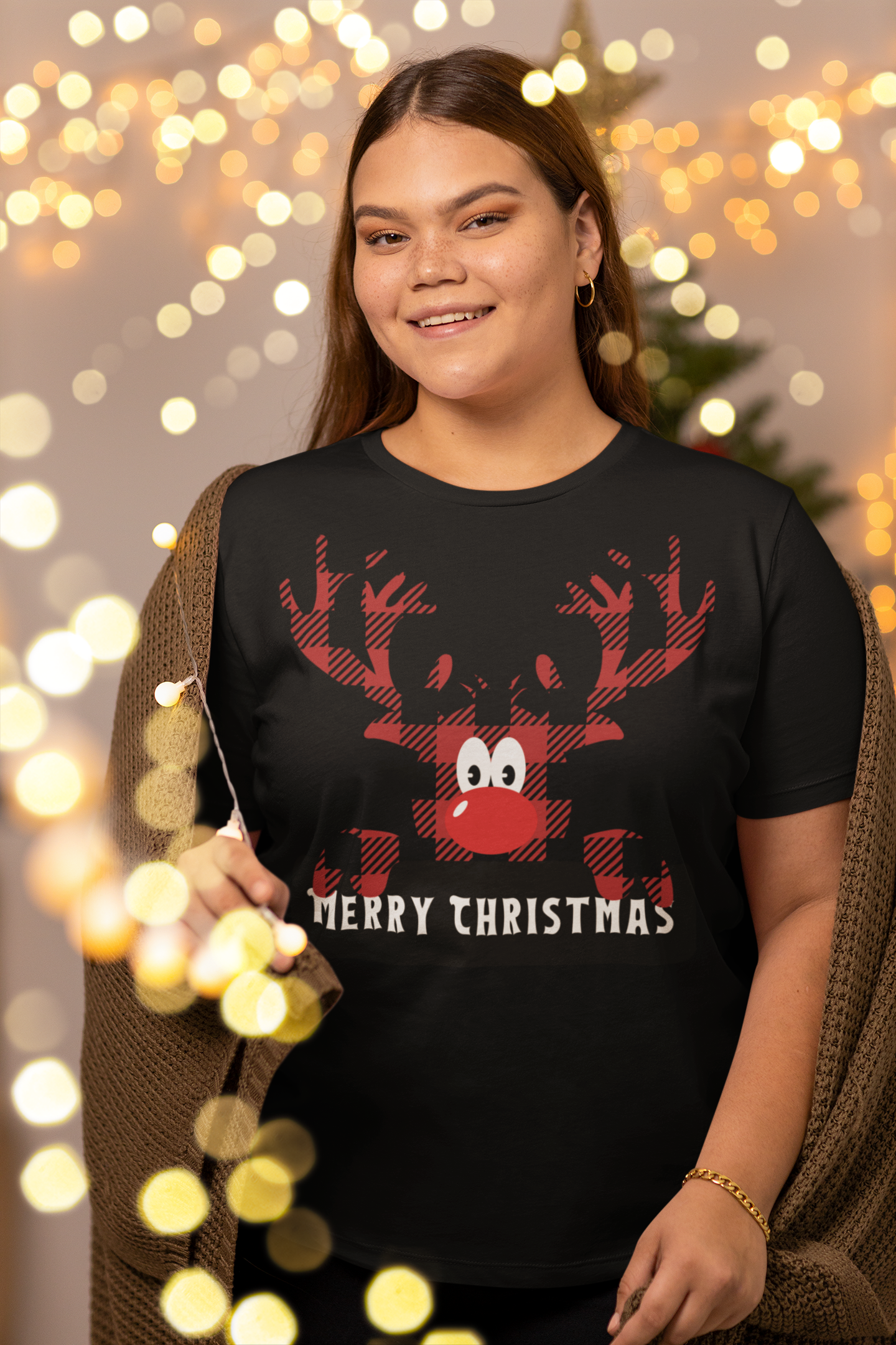 Reindeer Rudolf, Christmas T-Shirt, Personalized T-Shirt, T-Shirt Printing, Short Sleeve Unisex T-Shirt