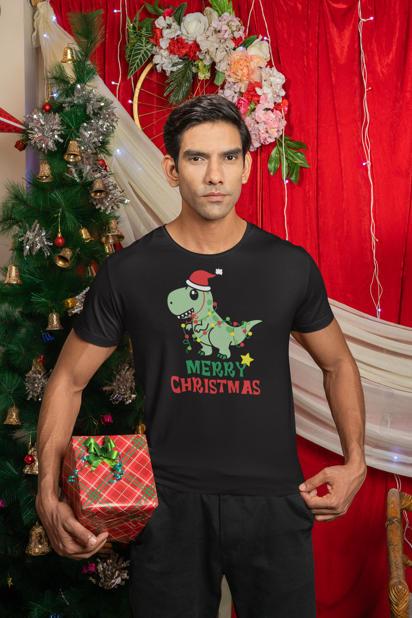 Dragon, Santa Claus T-Shirt, Christmas Shirt, Christmas Gift, Personalized T-Shirt, Short Sleeve Unisex T-Shirt