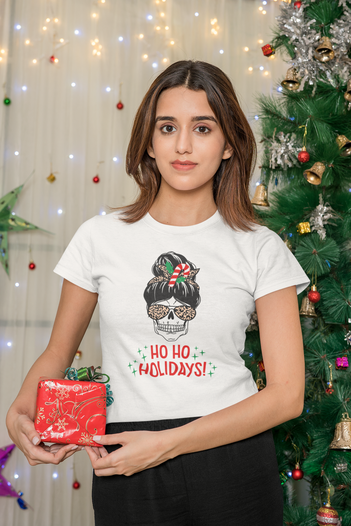 Skull T-Shirt, Christmas T-Shirt, Short Sleeve Unisex T-Shirt