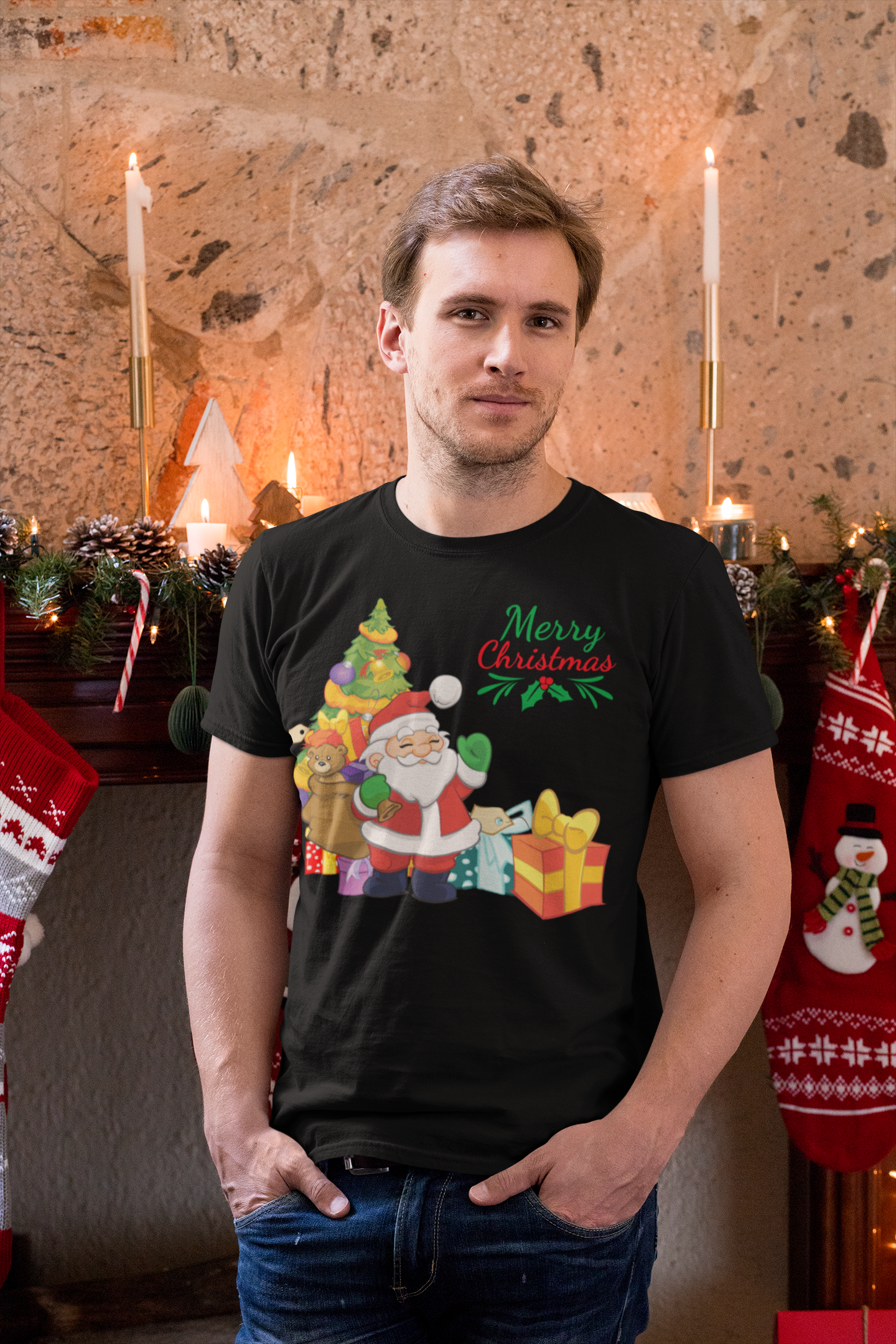 Merry christmas, santa claus, short-sleeve unisex t-shirt