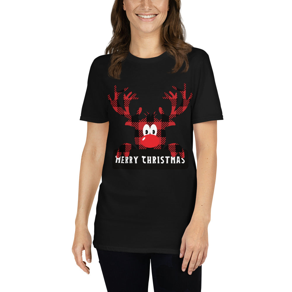 Reindeer Rudolf, Christmas T-Shirt, Personalized T-Shirt, T-Shirt Printing, Short Sleeve Unisex T-Shirt