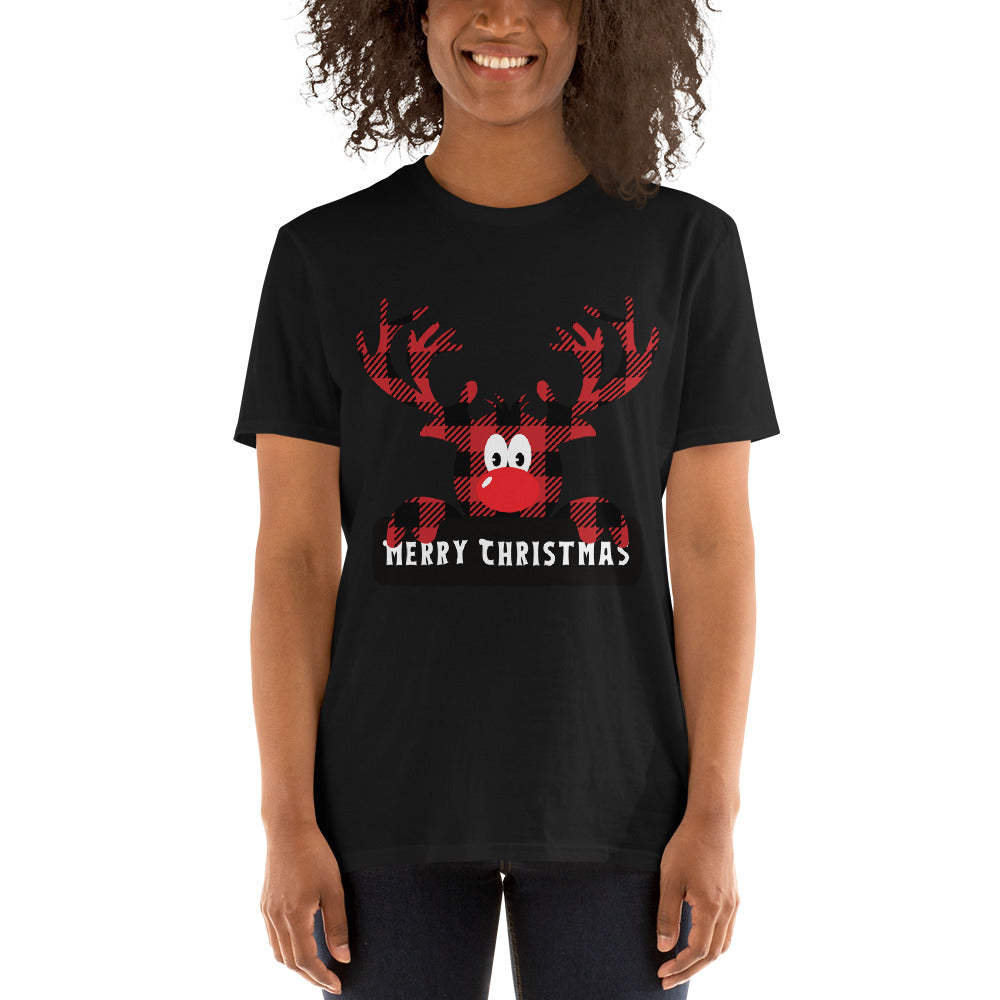 Reindeer Rudolf, Christmas T-Shirt, Personalized T-Shirt, T-Shirt Printing, Short Sleeve Unisex T-Shirt