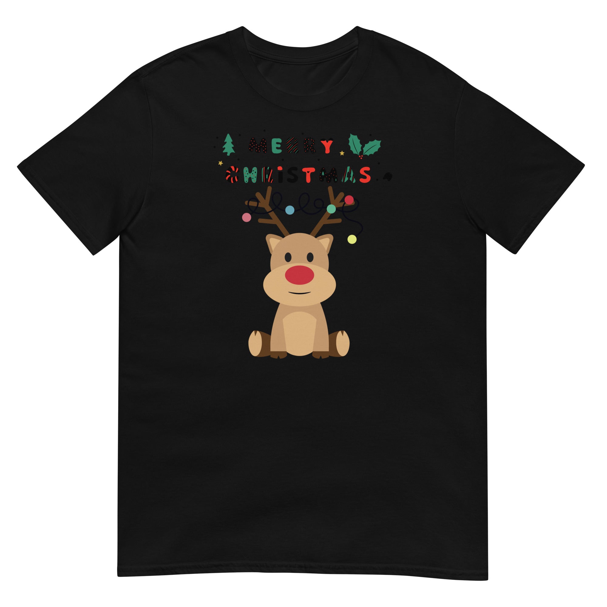 Reindeer Rudolf, Santa Claus T-Shirt, Christmas Shirt, Christmas Gift, Personalized T-Shirt, Short Sleeve Unisex T-Shirt