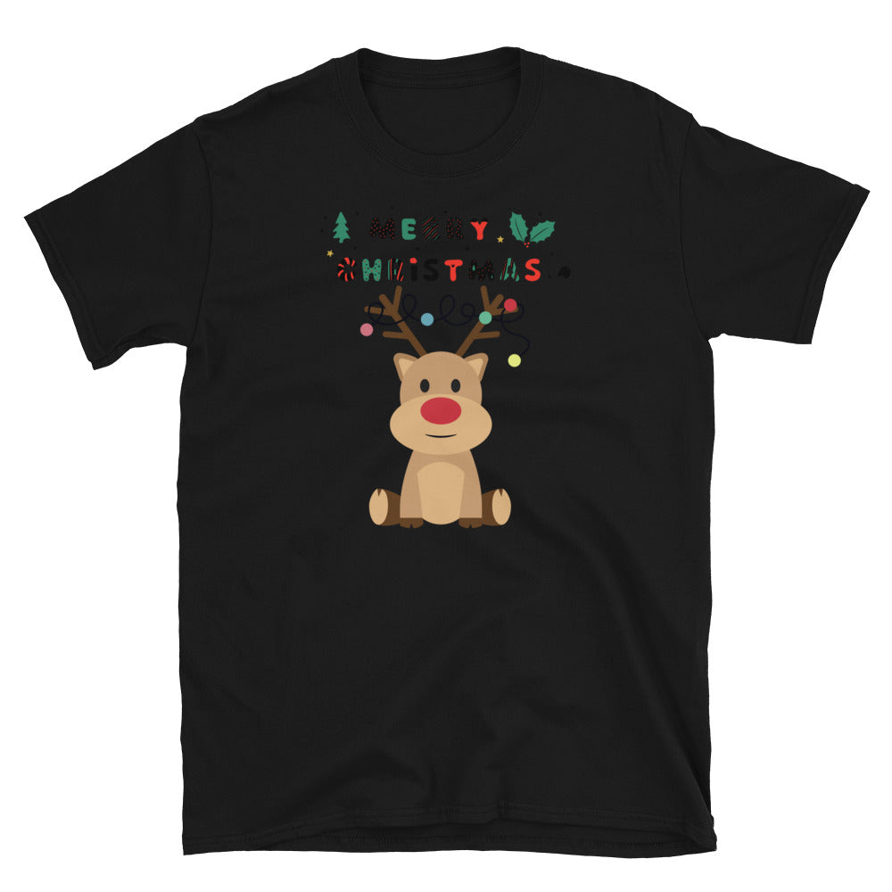 Reindeer Rudolf, Santa Claus T-Shirt, Christmas Shirt, Christmas Gift, Personalized T-Shirt, Short Sleeve Unisex T-Shirt