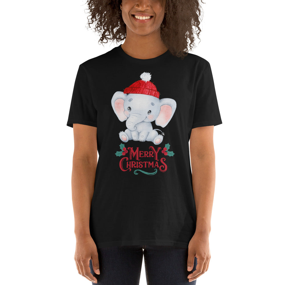 Elephant shirt, Santa Claus T-shirt, Christmas shirt, Christmas gift, personalized T-shirt, Short sleeve unisex T-shirt