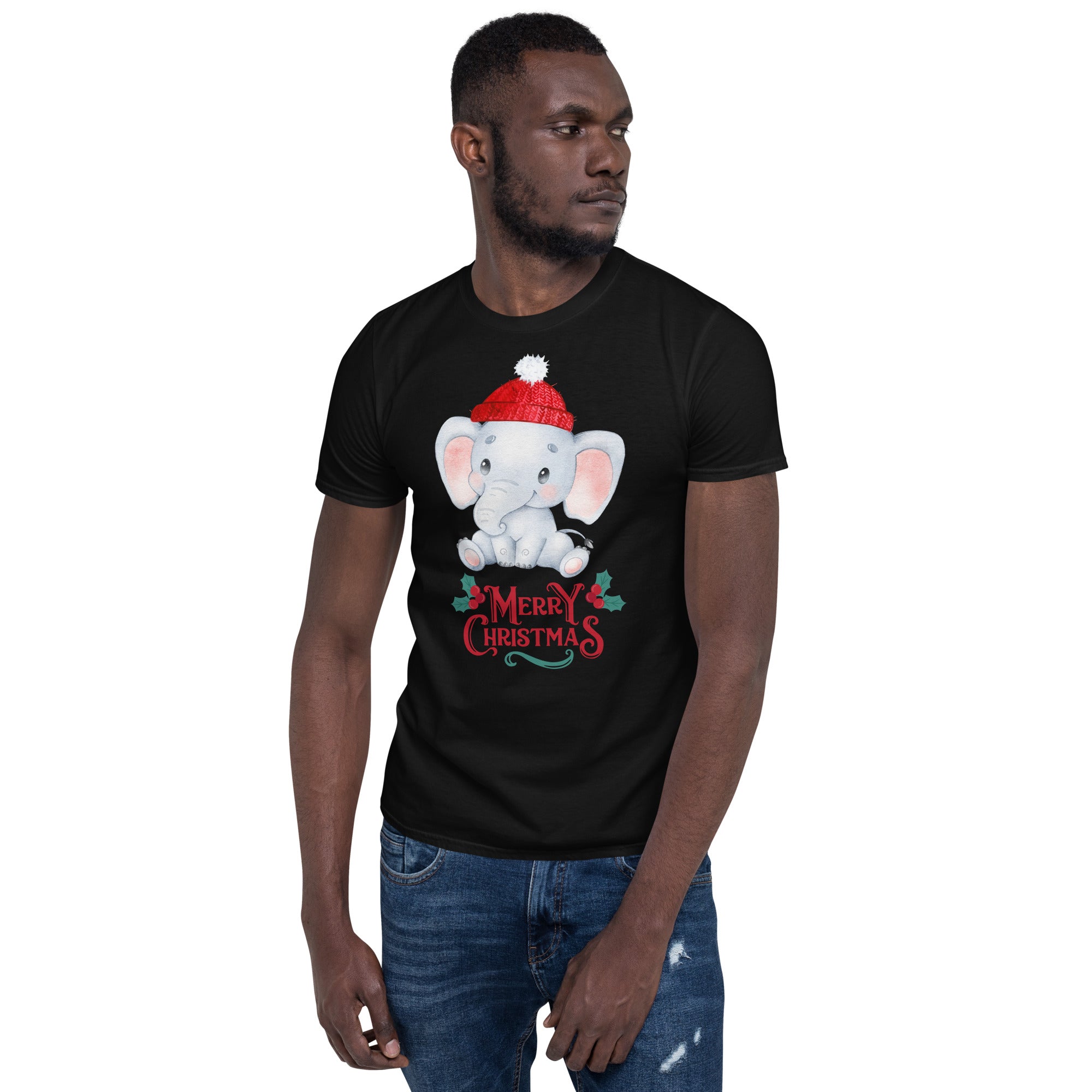 Elephant shirt, Santa Claus T-shirt, Christmas shirt, Christmas gift, personalized T-shirt, Short sleeve unisex T-shirt