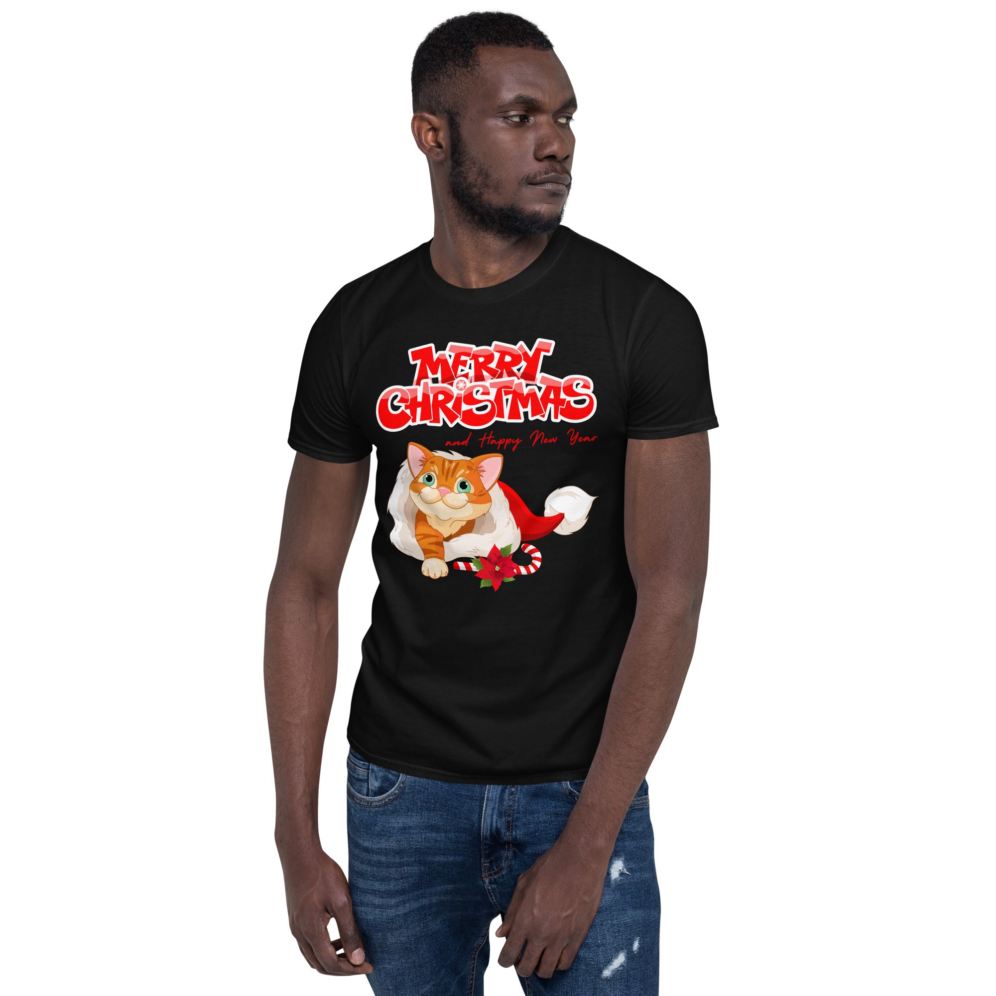 Christmas Cat, Merry Christmas, Christmas Cat, Short Sleeve Unisex T-Shirt