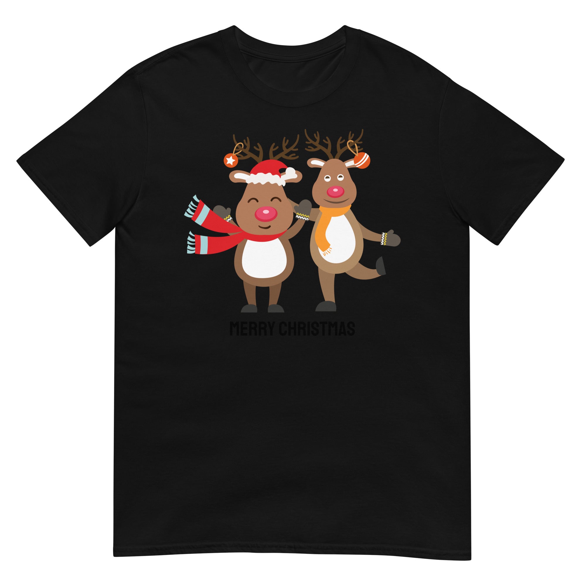 Merry Christmas, Reindeer T-Shirt, Short Sleeve Unisex T-Shirt