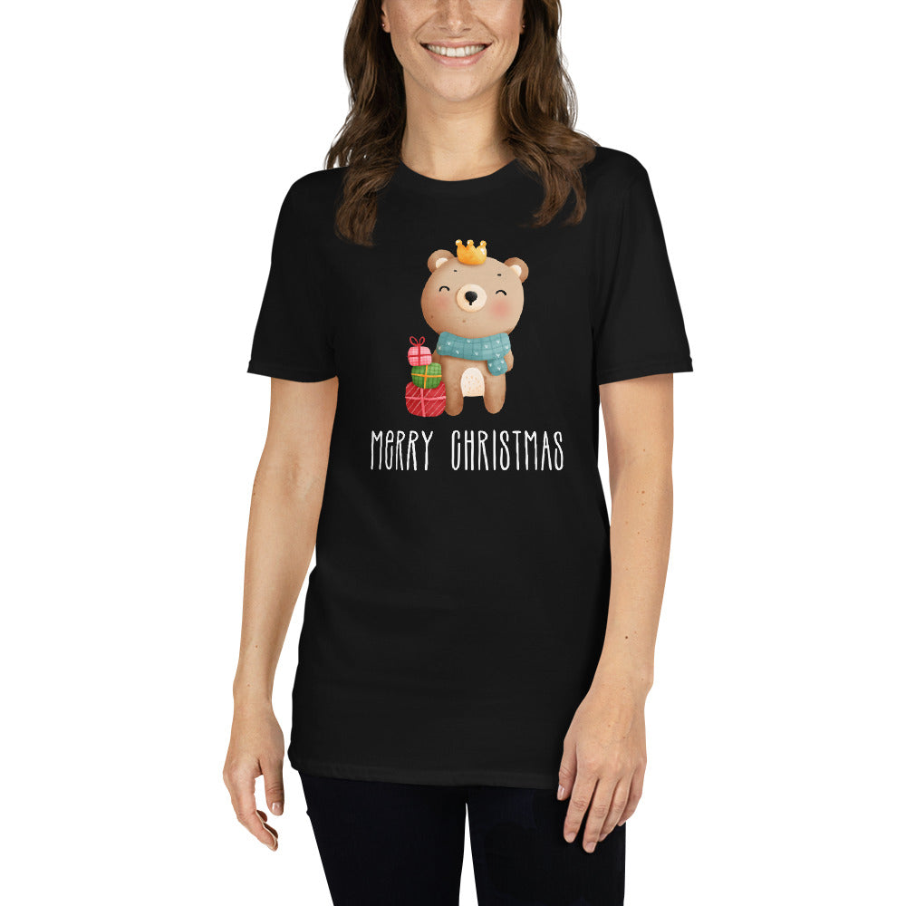 Teddy Bear T-Shirt, Merry Christmas, Short Sleeve Unisex T-Shirt