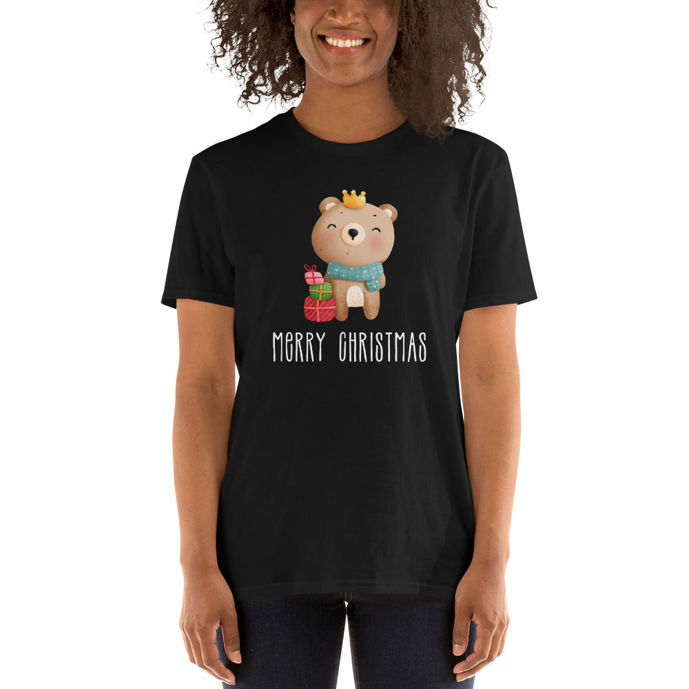 Teddy Bear T-Shirt, Merry Christmas, Short Sleeve Unisex T-Shirt