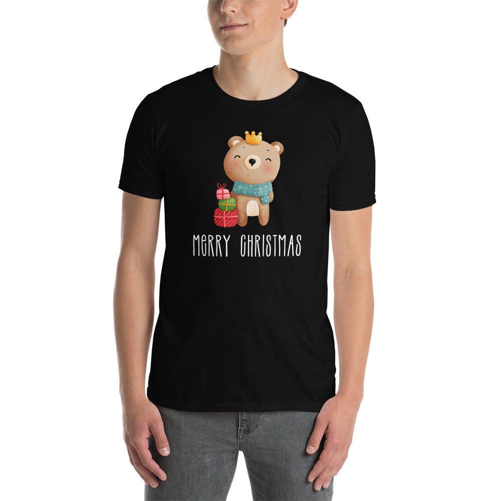 Teddy Bear T-Shirt, Merry Christmas, Short Sleeve Unisex T-Shirt