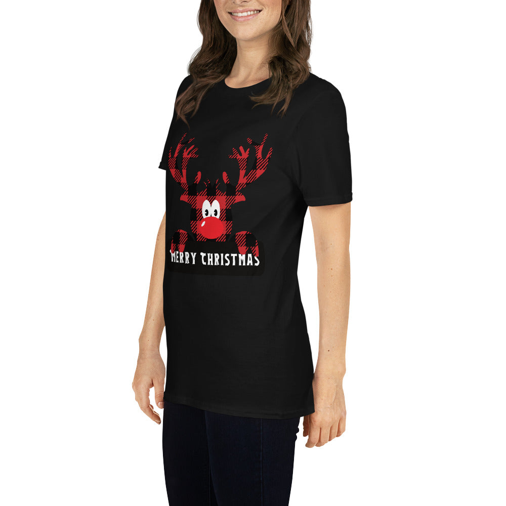 Reindeer Rudolf, Christmas T-Shirt, Personalized T-Shirt, T-Shirt Printing, Short Sleeve Unisex T-Shirt