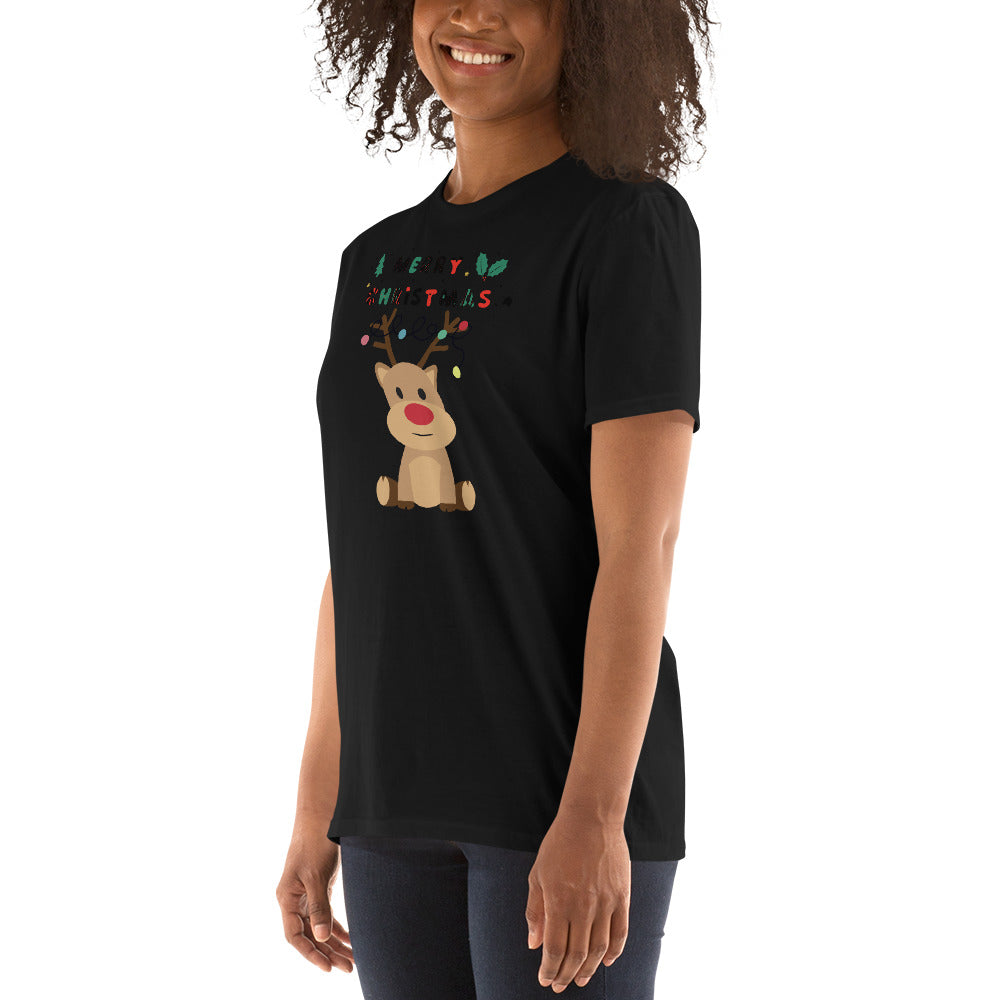 Reindeer Rudolf, Santa Claus T-Shirt, Christmas Shirt, Christmas Gift, Personalized T-Shirt, Short Sleeve Unisex T-Shirt