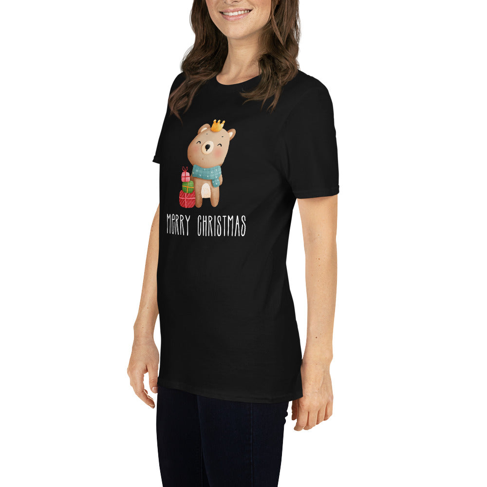 Teddy Bear T-Shirt, Merry Christmas, Short Sleeve Unisex T-Shirt