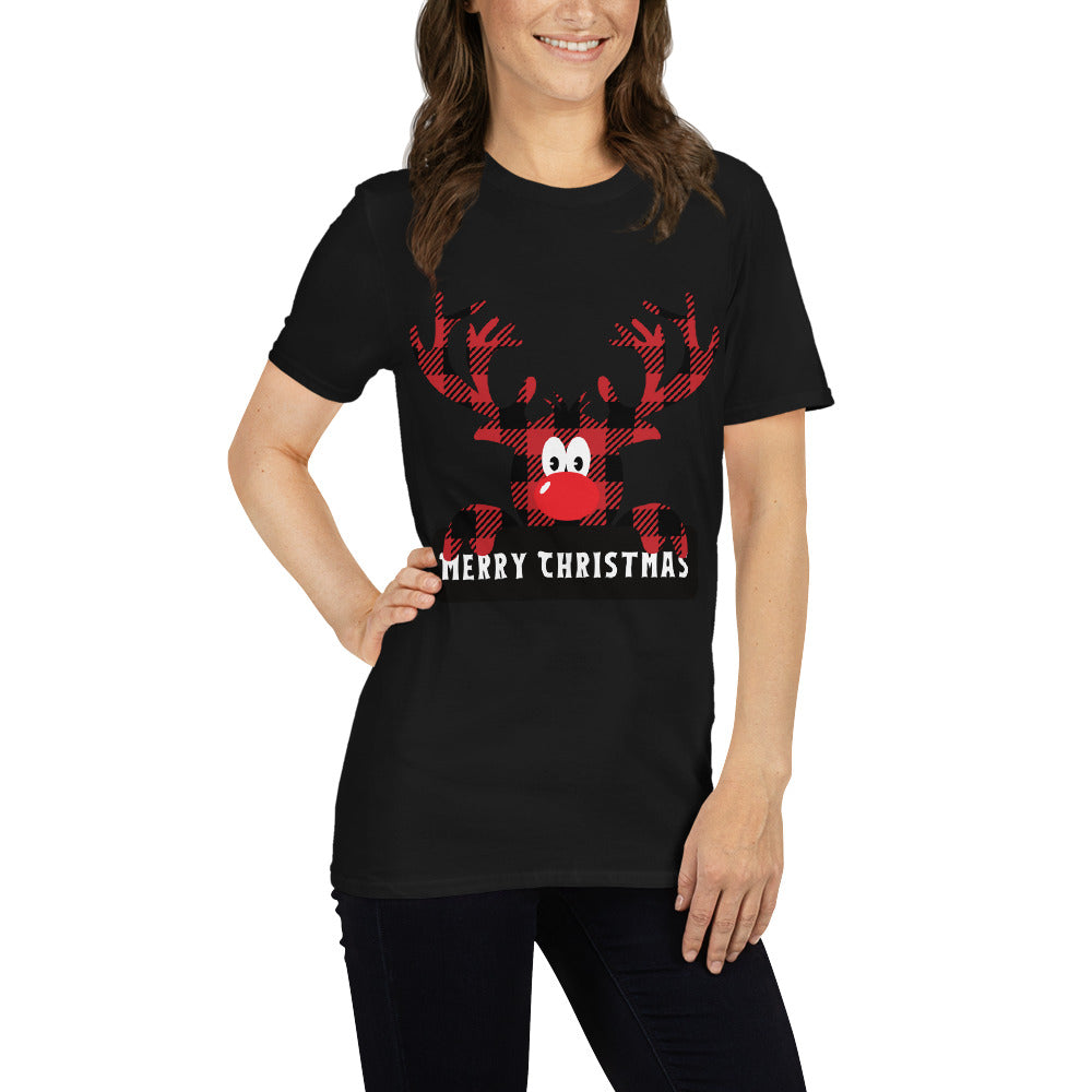 Reindeer Rudolf, Christmas T-Shirt, Personalized T-Shirt, T-Shirt Printing, Short Sleeve Unisex T-Shirt