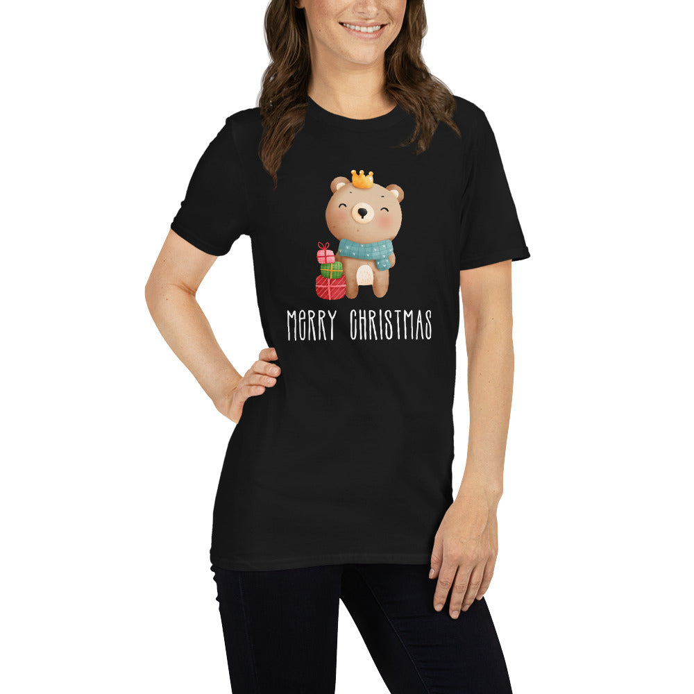 Teddy Bear T-Shirt, Merry Christmas, Short Sleeve Unisex T-Shirt